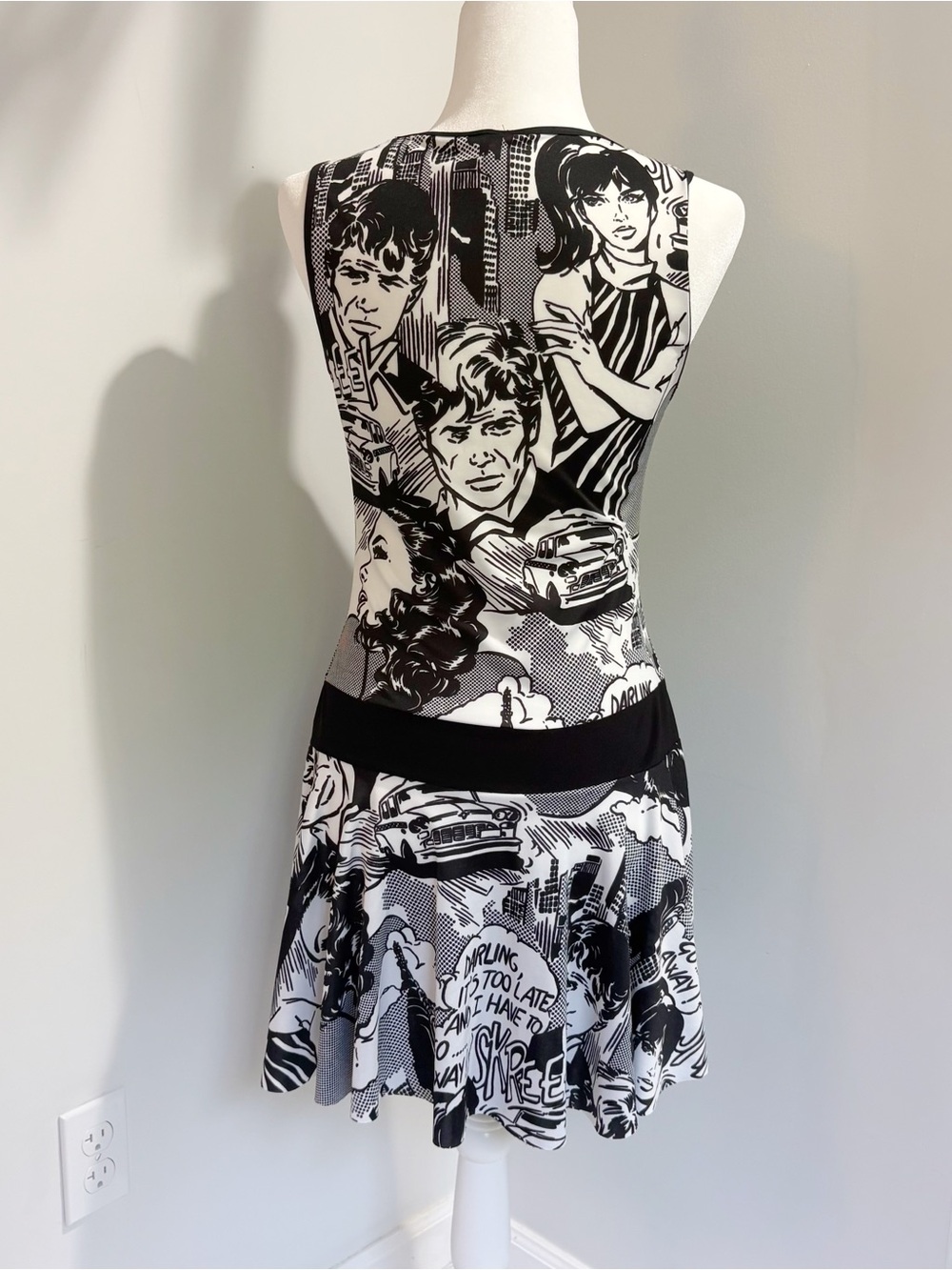 Just In Time Rare 90s Y2K Roy Lichtenstein Comic Style Skater Dress Size Medium - Picture 3 of 16